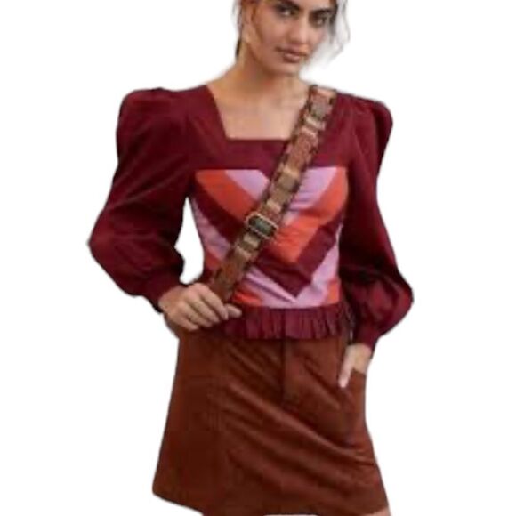 Anthropologie Love the Label Puff Sleeve Smocked Shirt - Picture 3 of 11